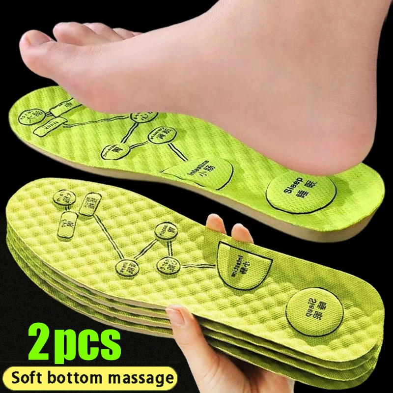 3D Foot Acupressure Insole Men Women Soft Breathable Sports Cushion Inserts Acupoints Sweat-absorbing Deodorant Insole Shoe Pads