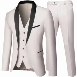 Zwarte Mannen Herfst Wedding Party Drie Stukken Set Grote Maat 5XL 6XL Mannelijke Blazer Jas Broek En Vest Mode Slanke fit Pak