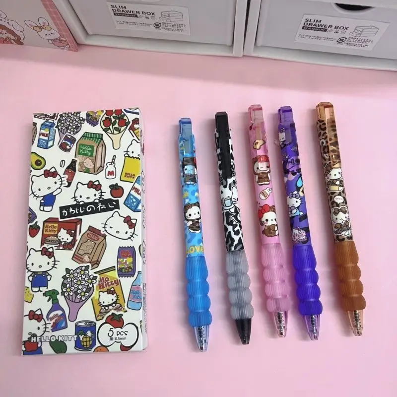 

40pcs/lot Cartoon Sanrio Kitty Gel Pen Cute 0.5mm Black Ink Press Signature Pens School Supplies