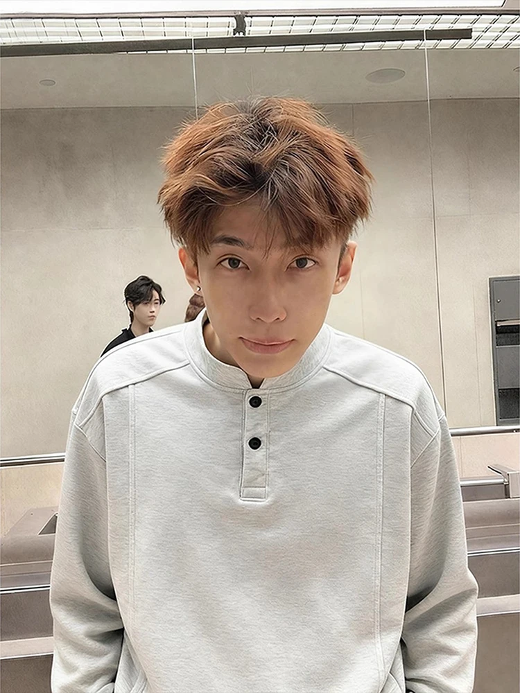 

Мужская теплая футболка с длинным рукавом и воротником Хенри, на флисовой подкладке, для осени и зимы, базовый слой, повседневная, в стиле Cleanfit