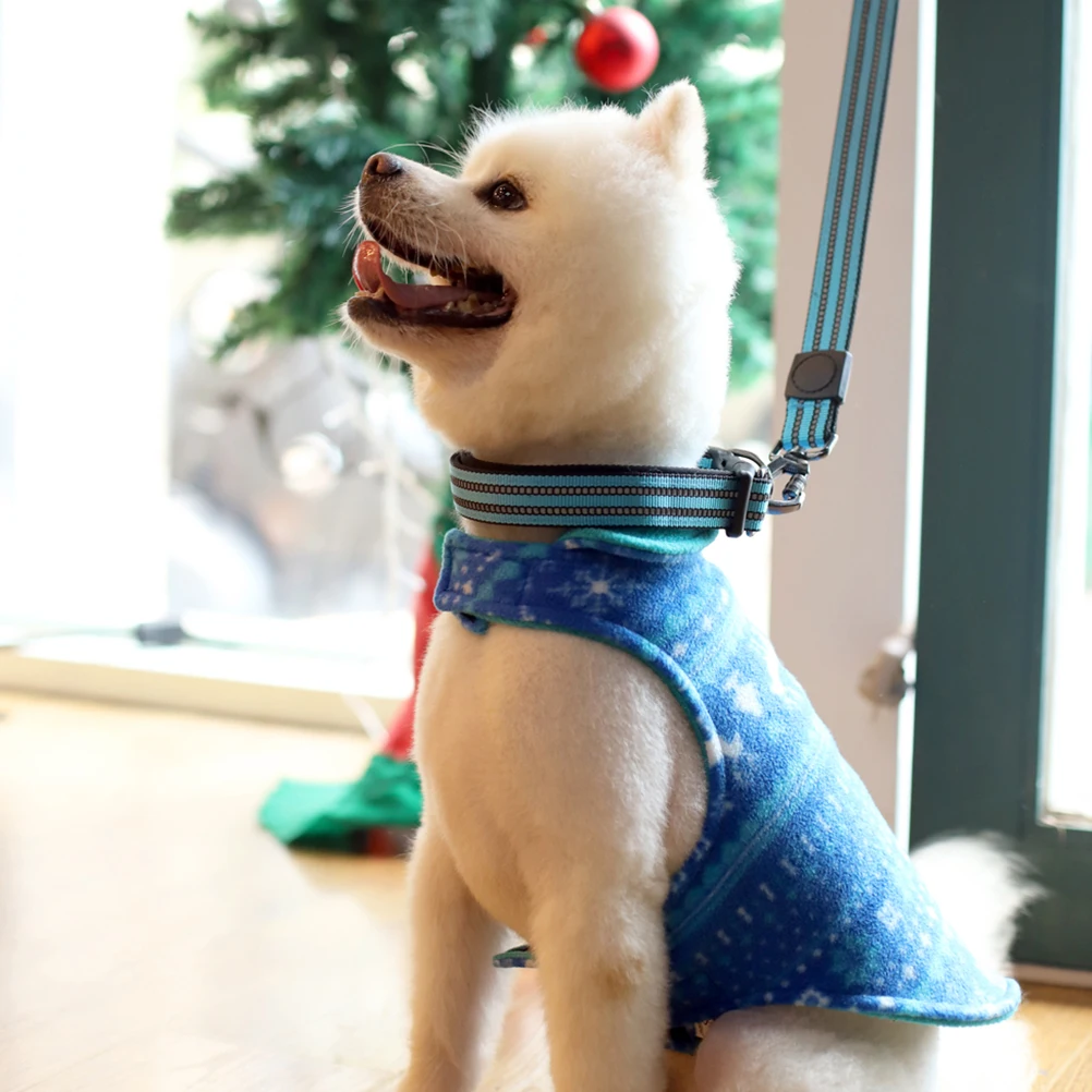 

1Pcs Xmas Design Dog Coat Premium Material Reversible Pet Clothing Reflective Collar Night Christmas Party Costume