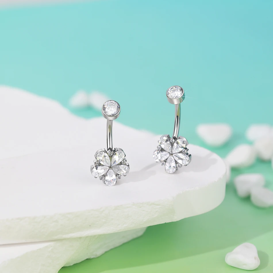1pc Titanium Butterfly Zircon Belly Piercings Jewelry 14G Internally Threaded Belly Button Ring Piercing Ombligo for Women