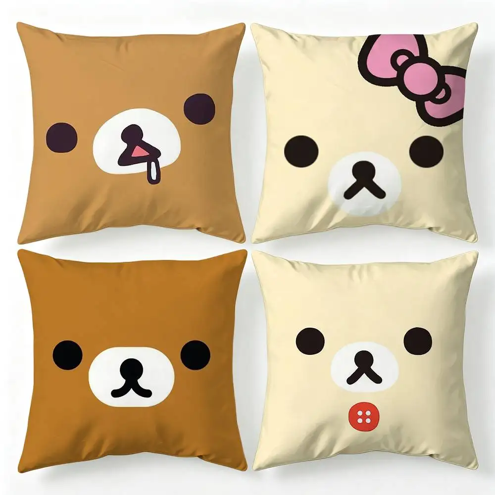 Cute R-Rilakkuma Various Sizes Square Pillow Case For Car Home Bedchamber Decor