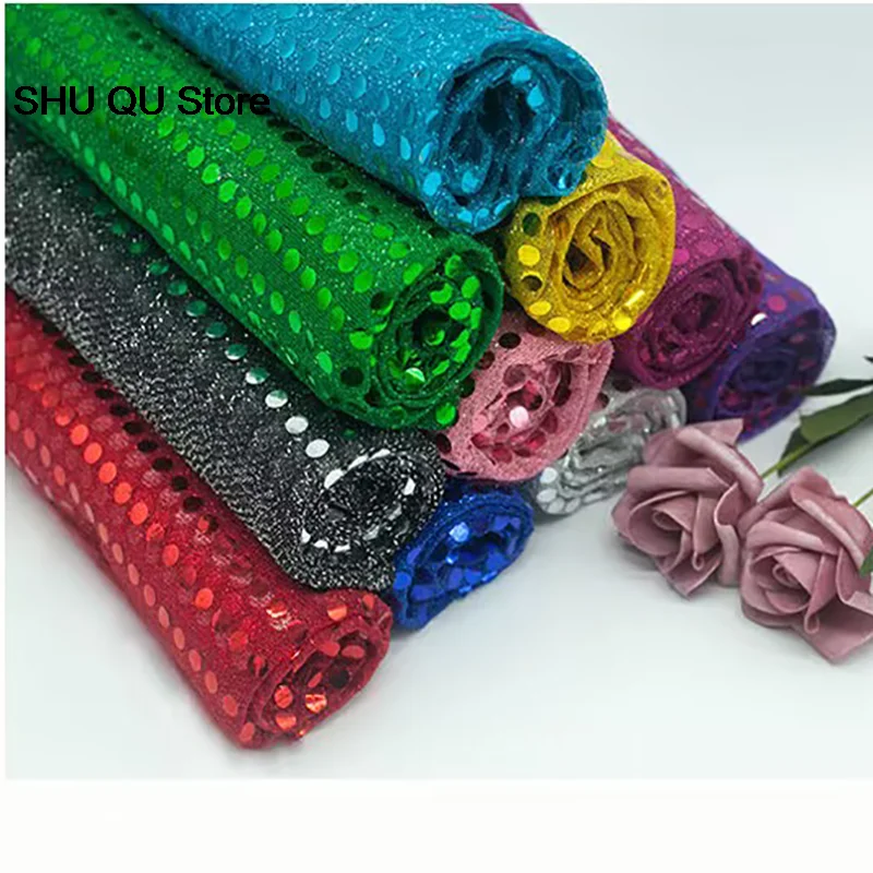 Multi-coloured Velvet Sequin Fabric for Evening Prom Dress Sparking Wedding Decoration Clothes Material Party Special Events