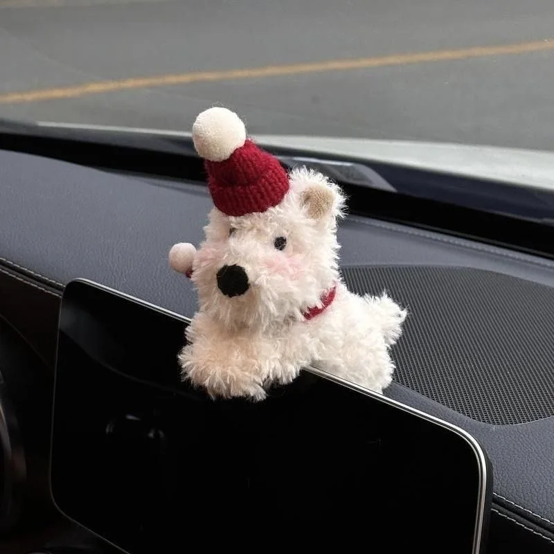 Screen decoration cute dog interior MINI plush doll car accessories