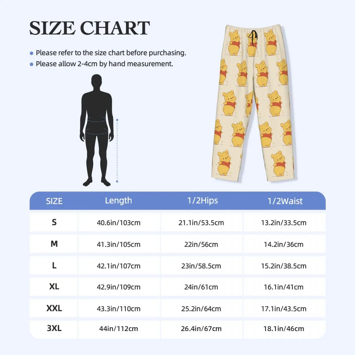 Pantalones de pijama personalizados de Winnie The Pooh, ropa de dormir con cintura elástica para hombre, pantalones de salón para dormir con animación de dibujos animados y bolsillos