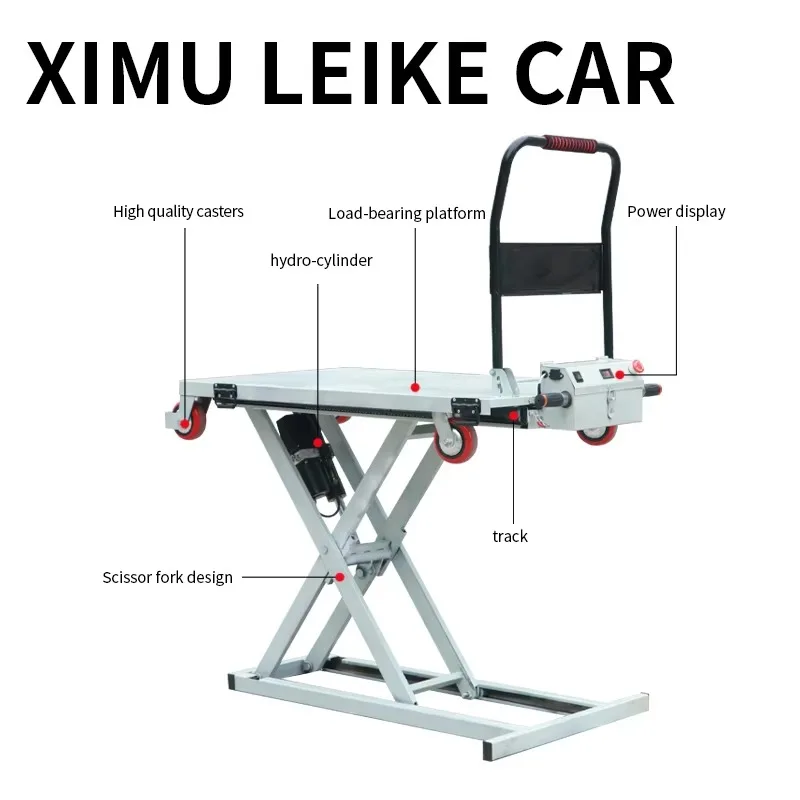 عربة محمولة مقص نوع رفع صغير مسطح كهربائي هيدروليكي رفع البضائع التعامل مع منصة رفع قطعة أثرية