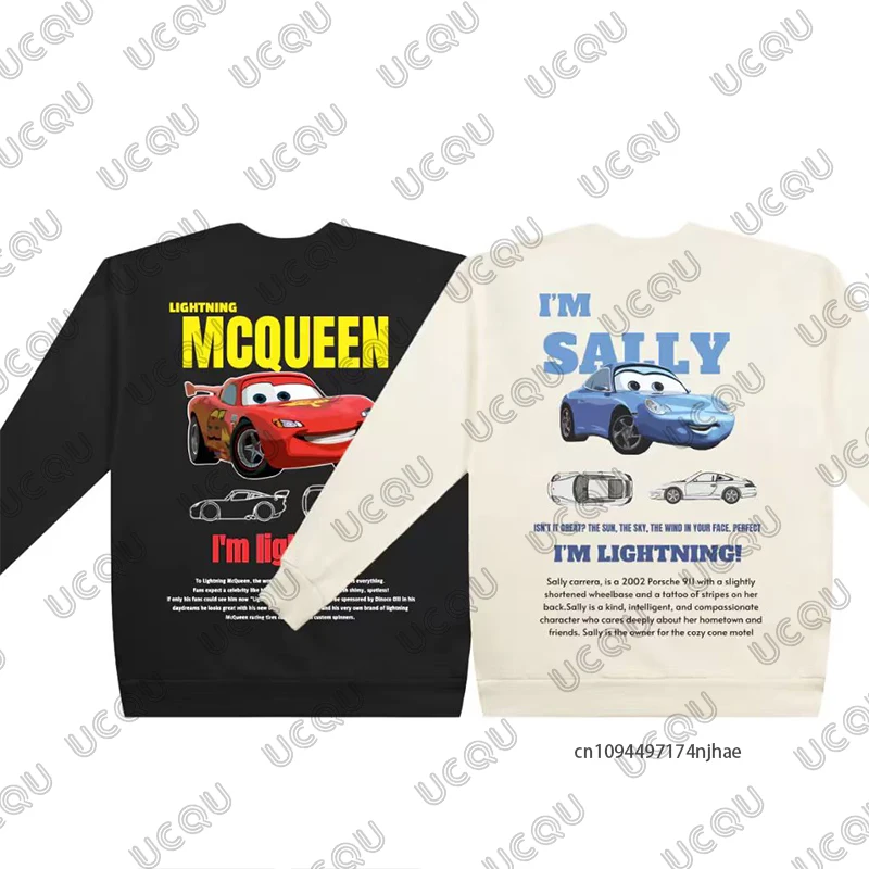 

2026 Хлопковые детские толстовки с принтом «Машинки молния Маккуин и Салли», осенне-зимний пуловер с длинными рукавами, повседневные топы для детей/взрослых