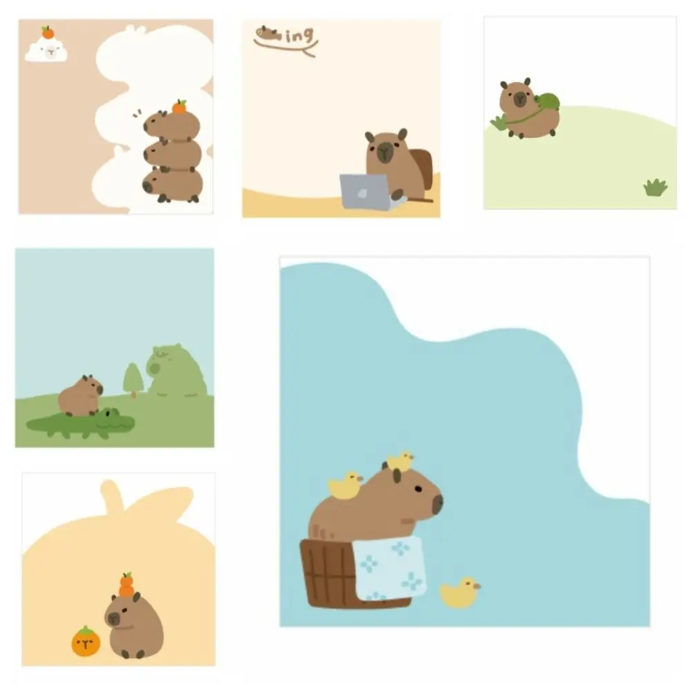 Bloc de notas de Capybara para álbum de recortes, libreta de dibujos animados Ins, papel para mensajes Kawaii, suministros escolares, 100 hojas