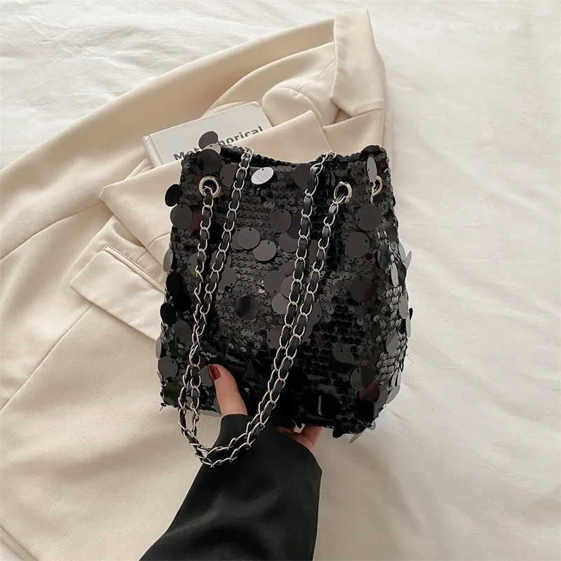2026 Women Party Elegant Sequin Shiny Evening Banquet Bag Fashion Shoulder Bag Handheld Large Capacity Crossbody Bag with Chain - view 4