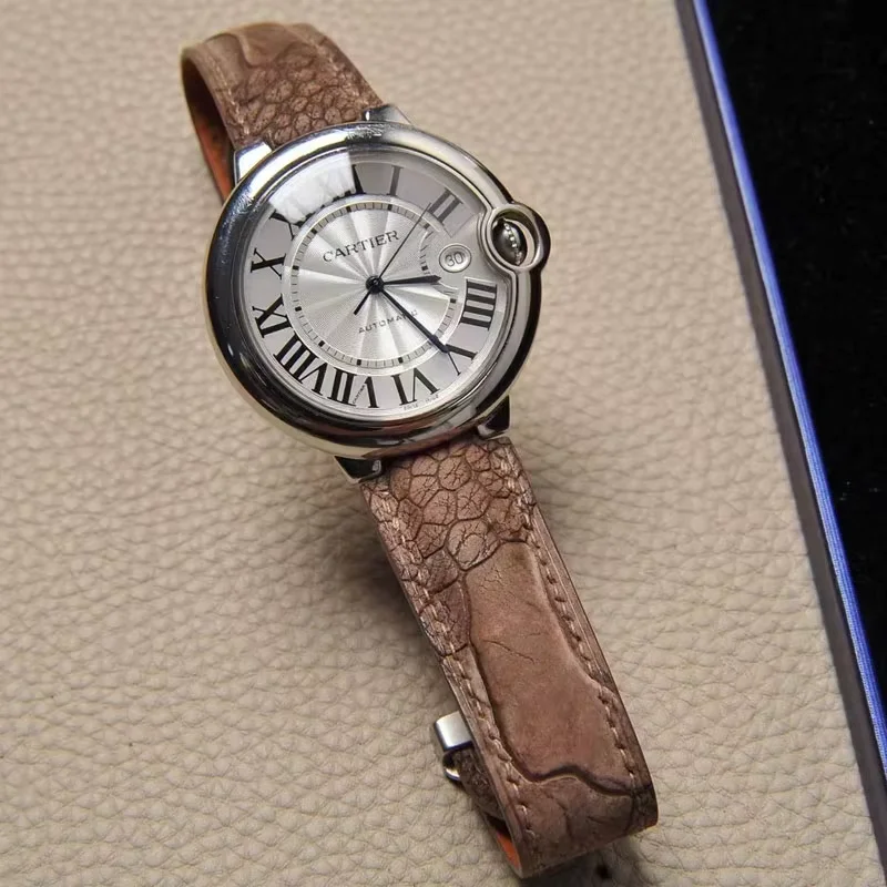 FUYIJIA Male 1:1 Customization Ostrich Leg Skin Watchbands Master Handmade Ostrich Skin Strap Luxury Wristband Watch Accessorie