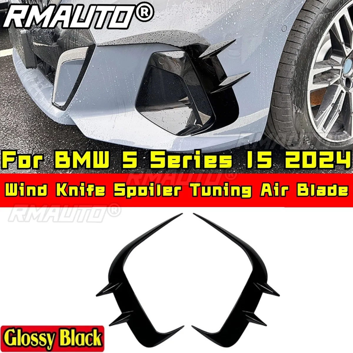

Front Bumper Side Splitter Compatible with BMW 5 Series I5 2024 Body Kit Wind Knife Spoiler Tuning Air Blade Car Accessories