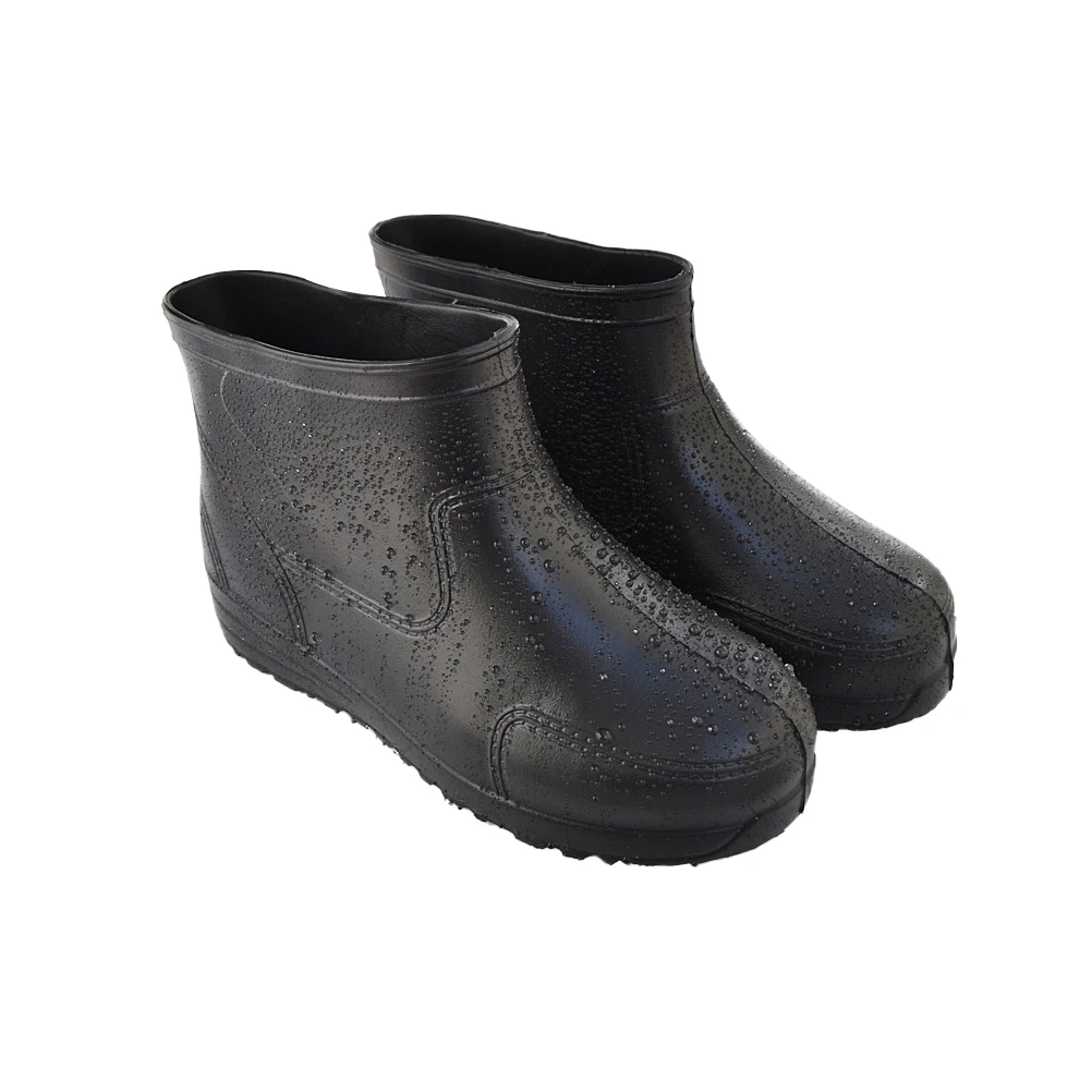 1 par de zapatos de lluvia antideslizantes, resistentes al desgaste, antideslizantes, diseño de tacón grueso, punta Circular, cómodos, talla 43, zapatos de lluvia antideslizantes negros