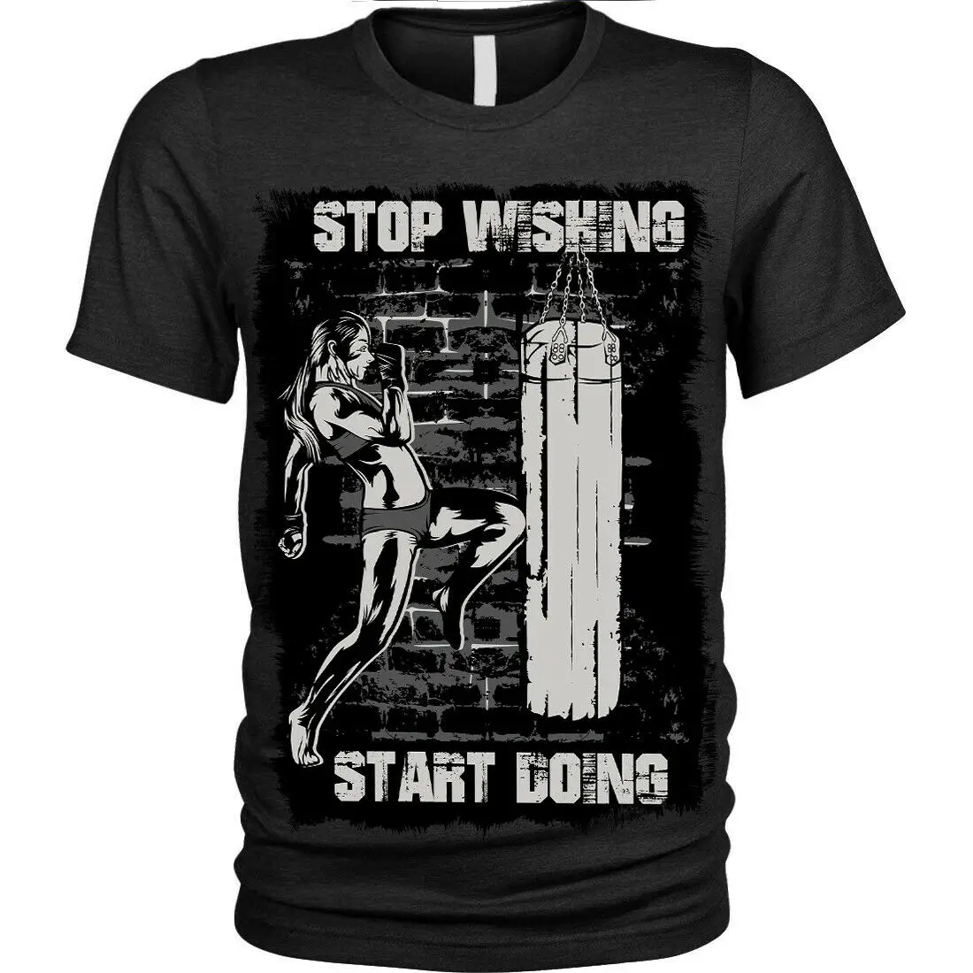 

Stop Wishing Start Doing. GYM Fighting Fitness Training T Shirt. New 100% Cotton Short Sleeve O-Neck T-shirt Casual Mens Top