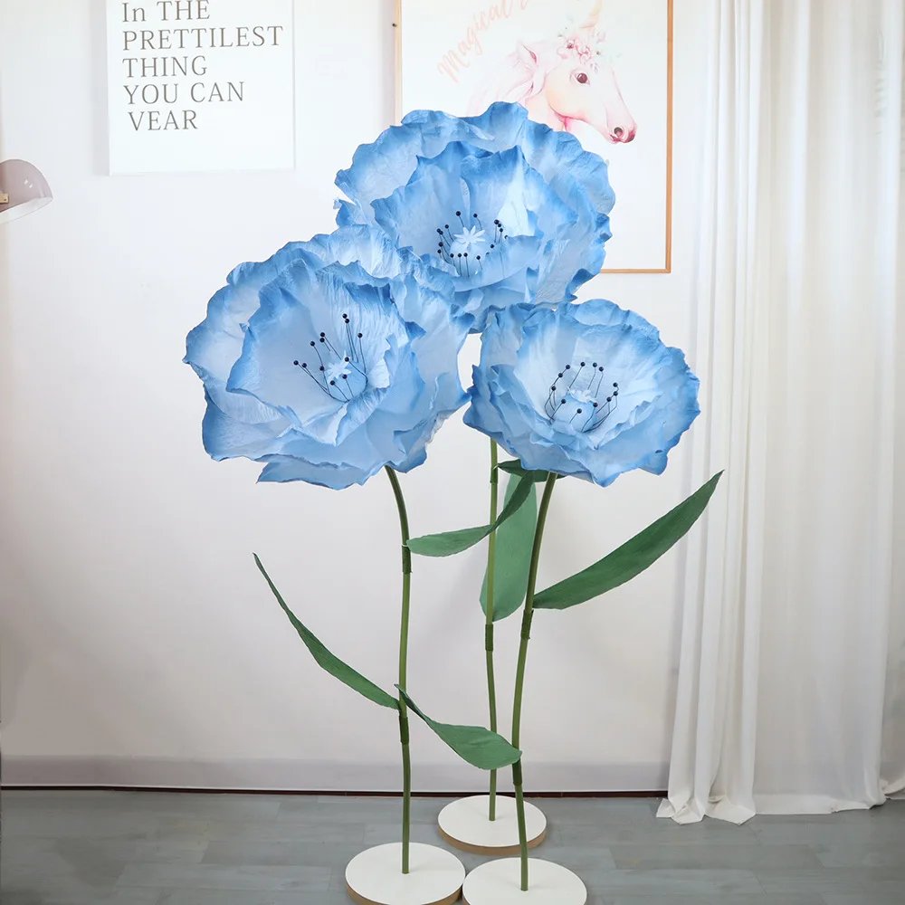 

Simulation Poppy Crepe Paper Flowers Wedding Background Decoration Party T Stage Props Shopping Mall Window Layout Display Flore