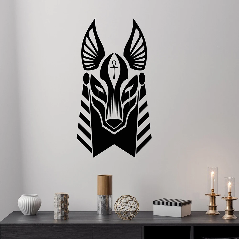 Anubis Vinyl Wall Decal Ancient Egypt Egyptian God Head Wall Stickers for Home Living Room Decor Mural Removable Decals S419