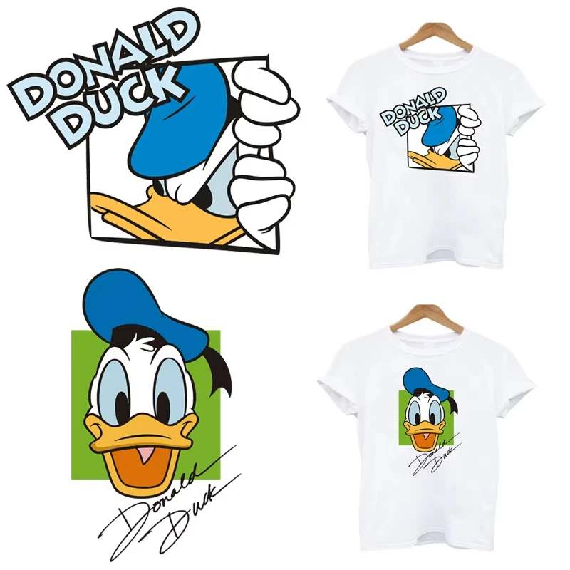 Parches termoadhesivos Fusibles para planchar, Pato Donald de Disney, pegatina de transferencia térmica de calor para ropa infantil DIY, 2 uds.