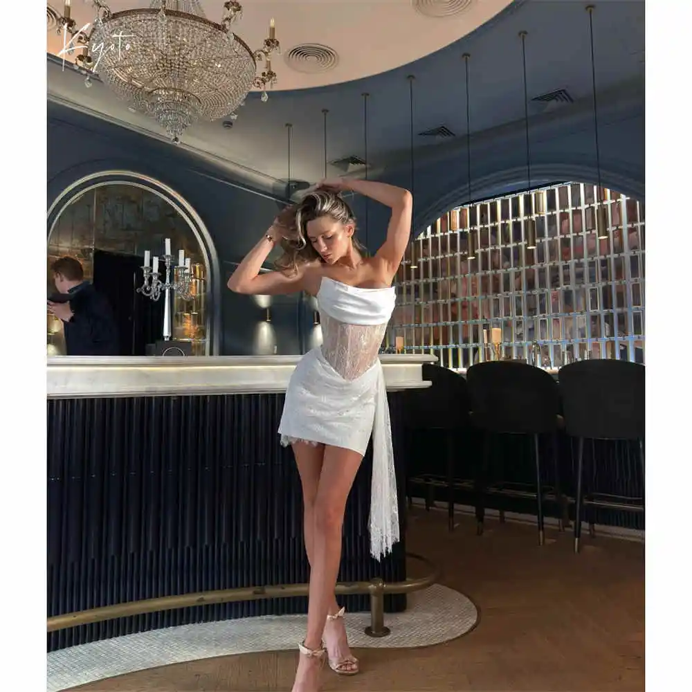 

Kyoto White Off Shoulder Sequin Wedding Dresses Embroidery Asymmetrical Customized جديد في الفساتين Mermaid vestidos de novia