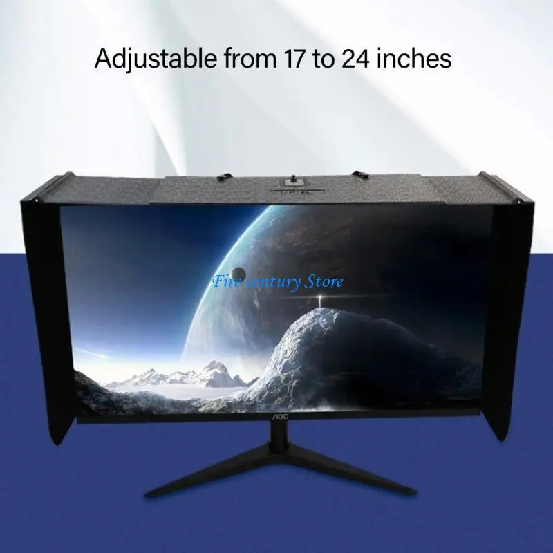 

J6PA 27inch Adjustable Monitor Sun Visors Hood Light Absorbing Reduces Eye Strain