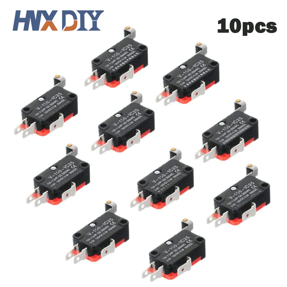 10pcs Durable Micro Limit Switch V-156-1C25 Long Hinge Roller Momentary SPDT Snap Action