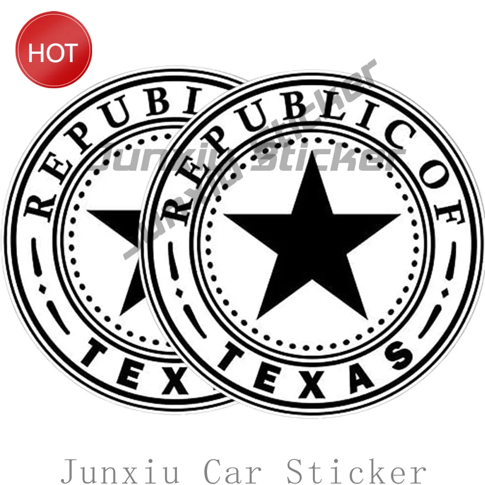 2 Pack Round Vintage Republic Of Texas PVC Vinyl Sticker For Vehicle Body And Window Creative Graphic Decoration Decal