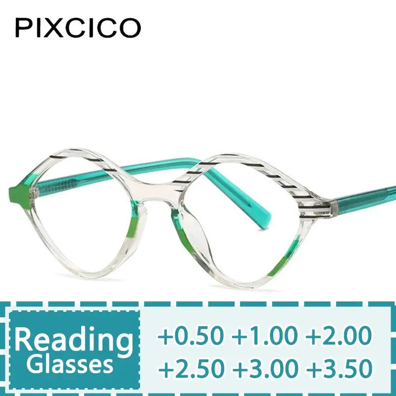 R56846 Fashion Clear Colorful Stripe Presbyopic Glasses Women New Gradient Color Tr90 Reading Eyewear Dioptric +50 +150 +300