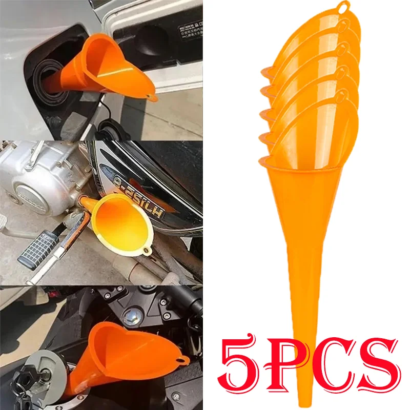 

Motorbike Long Stem Gasoline Oil Fuel Filling Tool Wholesale Anti-splash Plastic Funnel Auto Refueling Tools Accessories 5pcs