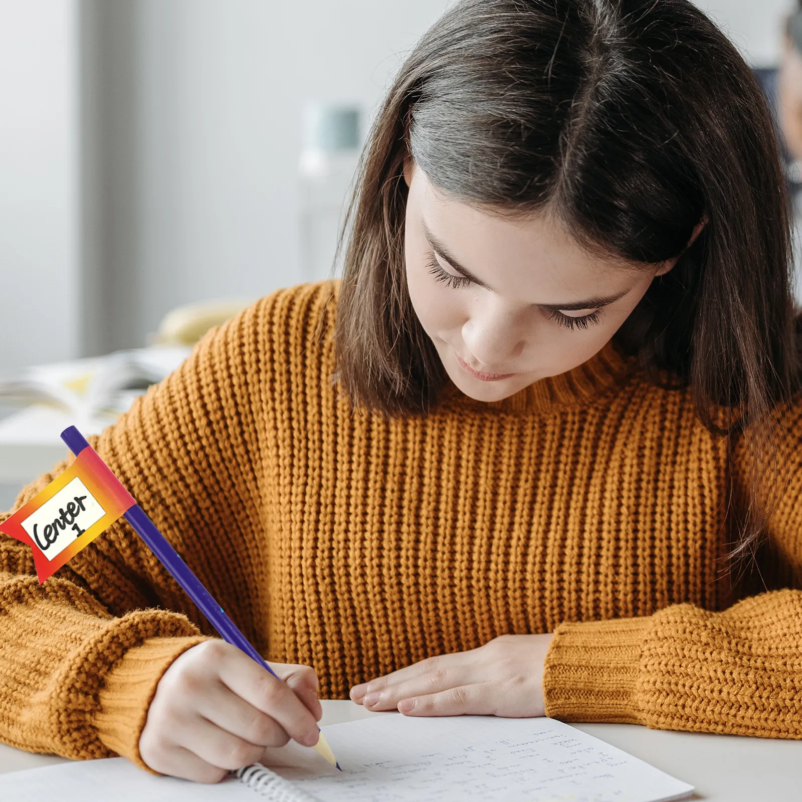 

1Set Flag-Shaped Writable Classified Tag Stickers for Pencils Pens School Office Home Organization Self-Adhesive Label Sticker