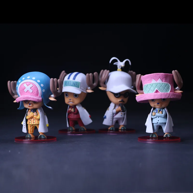 4Pcs Anime One Piece Tony Tony Chopper Cos MARINE Sengoku Sakazuki Model Toy Gift Car Ornament PVC Action Figure Boxed