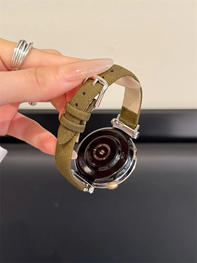 مناسبة لأشرطة HW Watch Fit3/Fit4 وحزام HW Band 8/9/10NFC المصنوع يدويًا من جلد الغزال