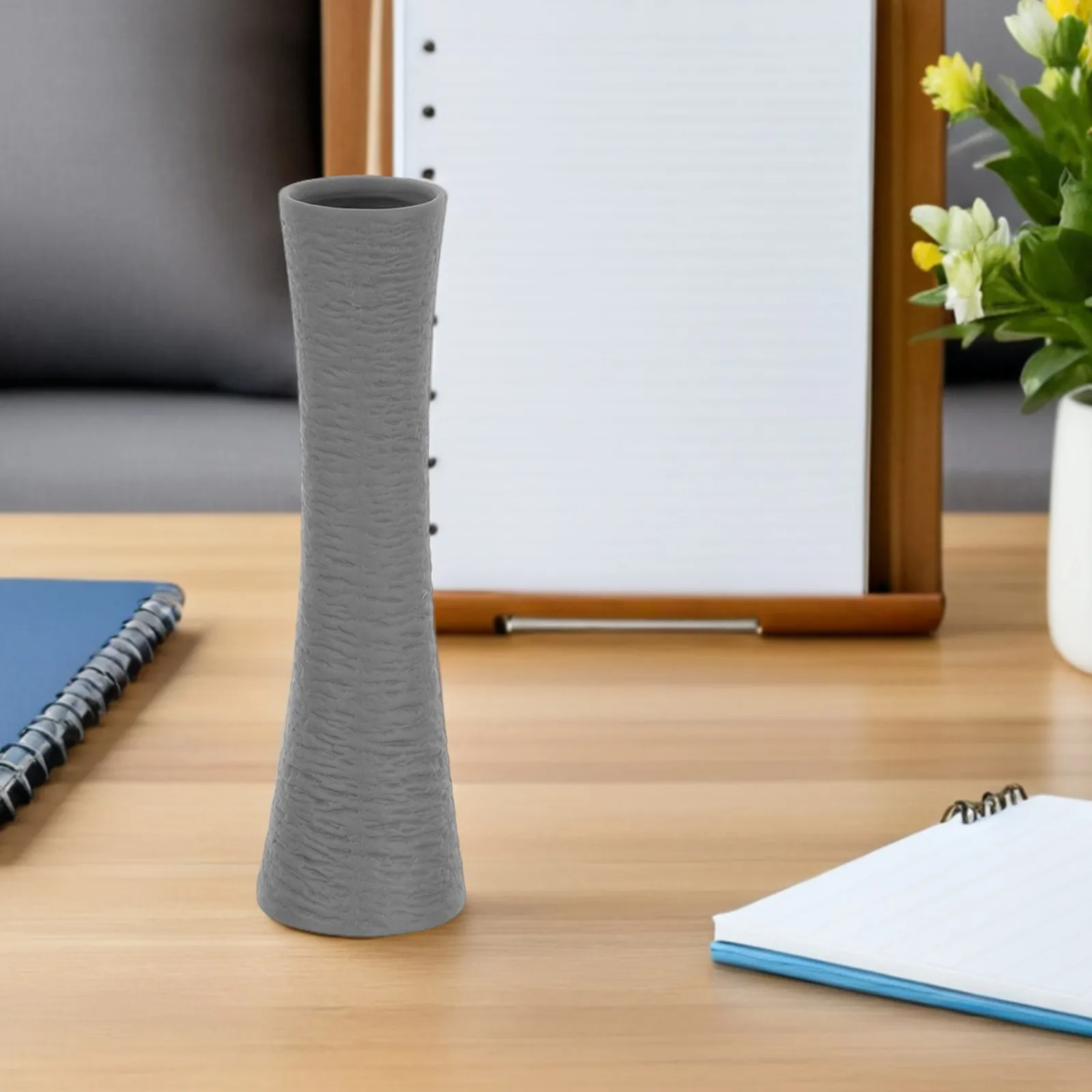 Modern Aesthetic Cone Shaped Ceramic Vase Tall Ribbed Decorative Flower Vase for Pampas Grass Fresh Dried Flowers Living Room - view 6