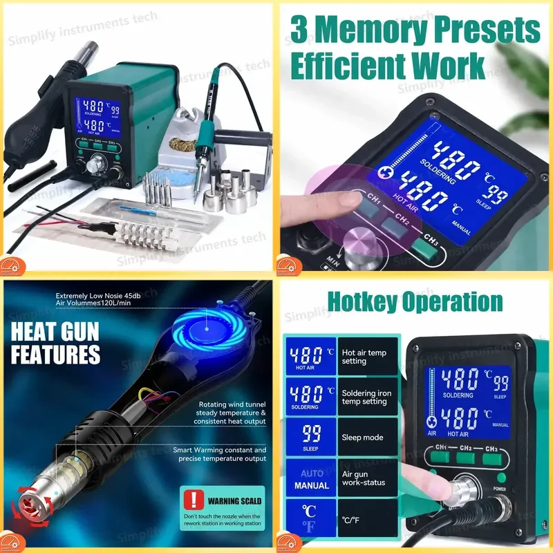 995D SMD Soldering Station with Pluggable Hot Air Gun Soldering Iron BGA Rework Station Phone Repair Welding Station SMT