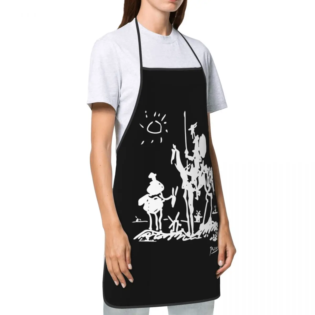 Custom Bib Pablo Picasso Don Quixote Apron Men Women Unisex Adult Chef Kitchen Cooking Spanish Artist Tablier Cuisine Painting