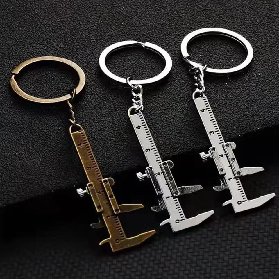 Mini Vernier Caliper Pocket Key Chain Keyring Ornaments Small 3D Movable Precision Measure Tool Accessories Slider Ruler Alloy