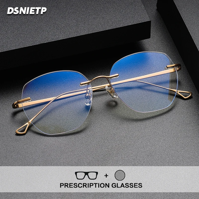 

Pure Titanium Rimless Reading Glasses Men Photochromic Frameless Prescription Glasses Frame Women Progressive Multifocal Eyewear