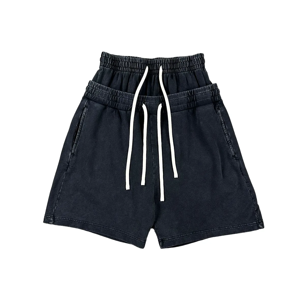 Picture 6: Men's Double Waist Head Snowflake Distressed Shorts Loose Fit Elastic Waist Cotton Short Pants Chinese Brand Trendy Clothing