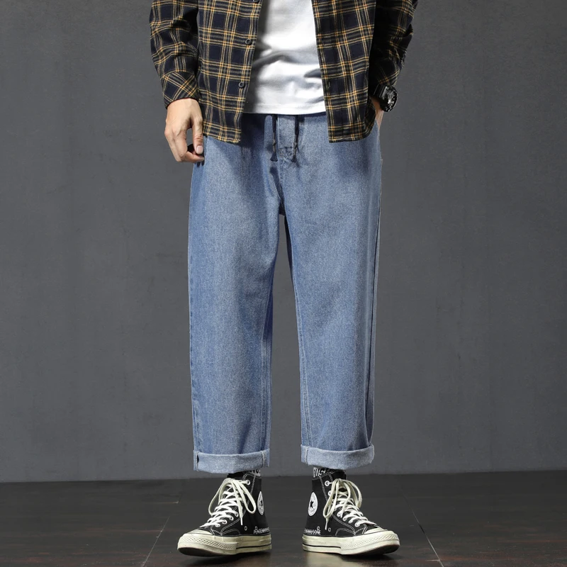 2025年秋 メンズ バギーパンツ ゆったり ハーレムパンツ ゴムウエスト 大きいサイズ 5XL 6XL 7XL ファッション ストリートウェア クラシック ブラック ブルー