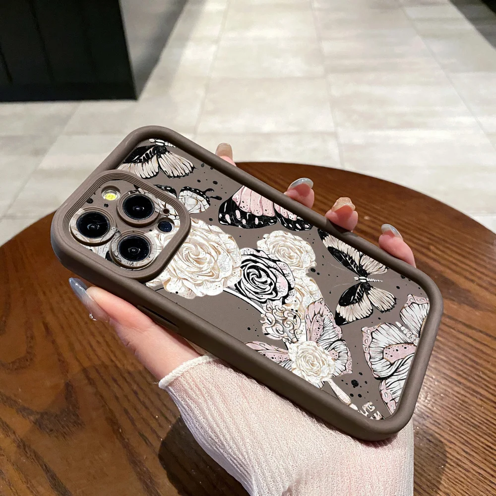 فراشة زهرة حالة وقائية كاملة ، غطاء مضاد للسقوط ، Realme C67 ، C53 ، C51 ، Note 50 ، C21Y ، C25Y ، C33 ، C30 ، C35 ، 9i