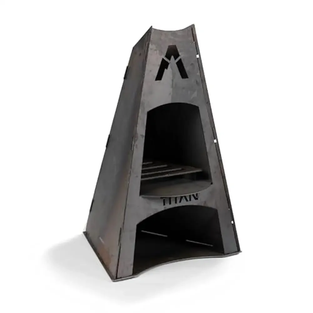 Outdoor Chiminea Tower Log Grate Carbon Steel Pyramid Tower Design 42