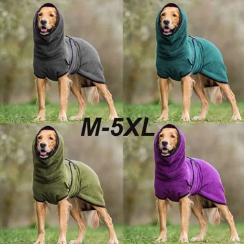 Cozy Soft Polyester Pet Clothes Vest Dog Towelling Drying Robe Warm Fleece Hoodies Jacket Comfortable Sleepwear Coat Apparel Tre 2