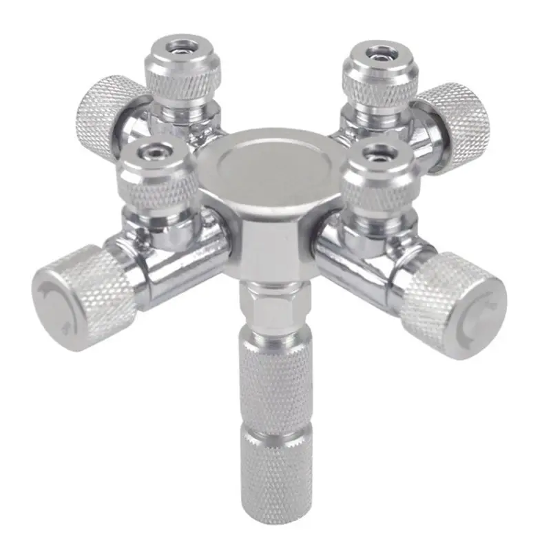 Aquarium-Mehrwege-CO2-Verteiler-Splitternadel aus Aluminiumlegierung für Ventilprüfung, Ventilblasenzähler, Magnetventil