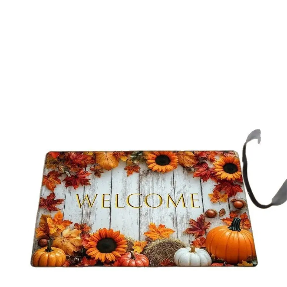 حصيرة أرضية اليقطين الخريفية لمدخل المنزل، سهلة التنظيف، مقاومة للأوساخ، مابل ليف، ممسحة المدخل المزخرفة، داخلية وخارجية