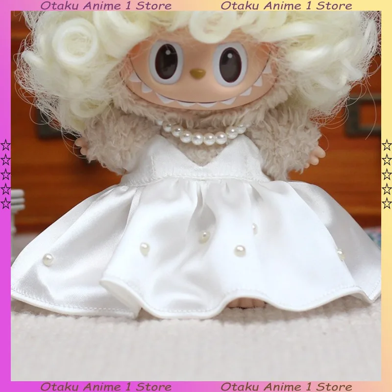 حار Labubu 3.0 الملابس مارلين مونرو فستان أبيض كلاسيكي مع شعر مستعار مجموعة صغيرة أفخم دمية الملابس موضة إكسسوارات دمي هدية