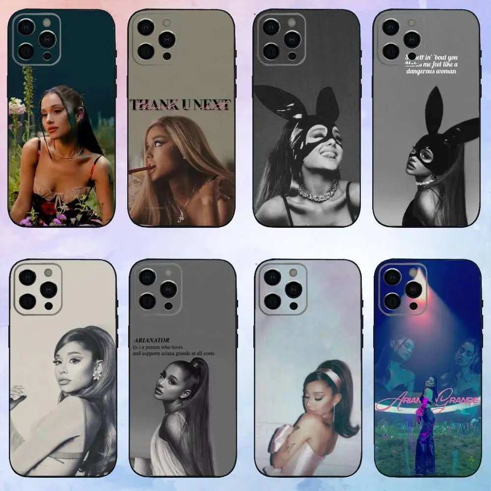 

A-Ariana Singer G-Grandes Phone Case For iPhone17,16,15,14,13,12,11 Plus,Pro Max Soft Black Cover