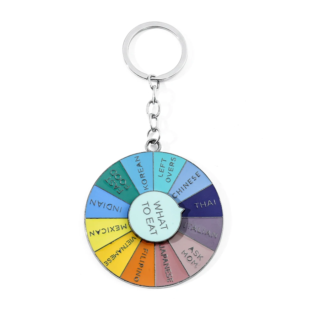 Deslizante Movendo Chaveiro, Pingente De Bússola, Dificuldade De Escolher Jóias, O Que Comer Girando, Cor Rotativa, Moda