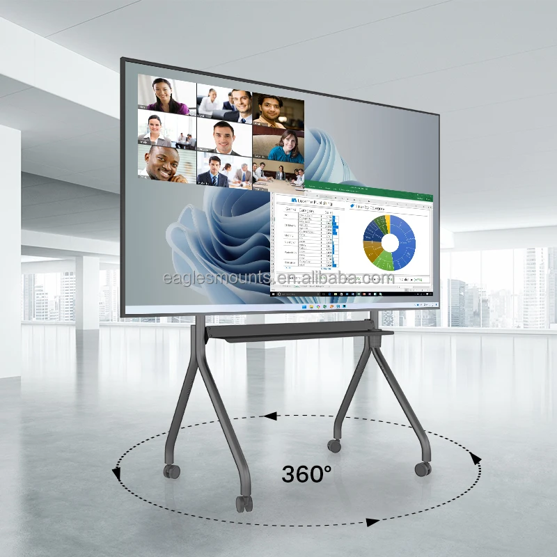 Extra Large Heavy Duty Rolling TV Cart Steel Modern Design with Adjustable Shelves Floor Standing TV Mount for Big Screens