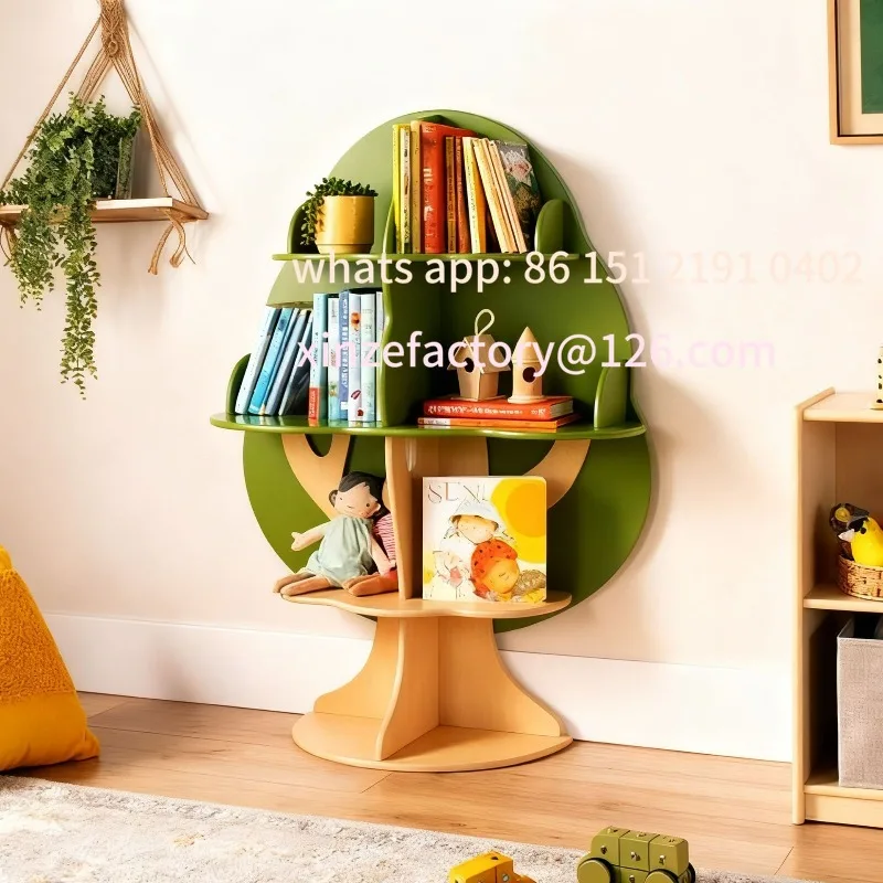 

Customizable creative cartoon bookshelf floor children's simple tree picture book storage rack