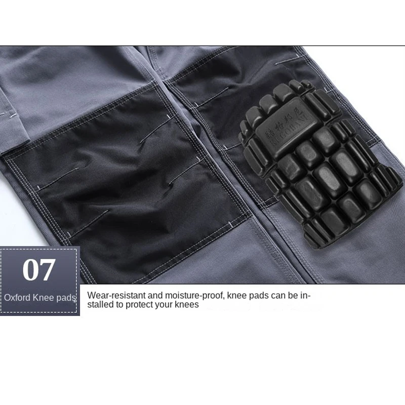 Multi Pocket Reflective Safety Work Clothes Wear-Resistant Workshop Machine Repair Multifunctional Knee Pads Men Women Overalls