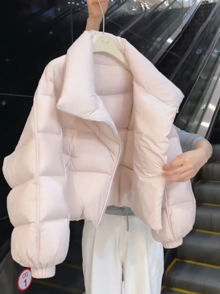 Rosa fofo ort down jaet feminino 2025 novo inverno thi outerwear commute sle ajuste regular branco du down enchimento