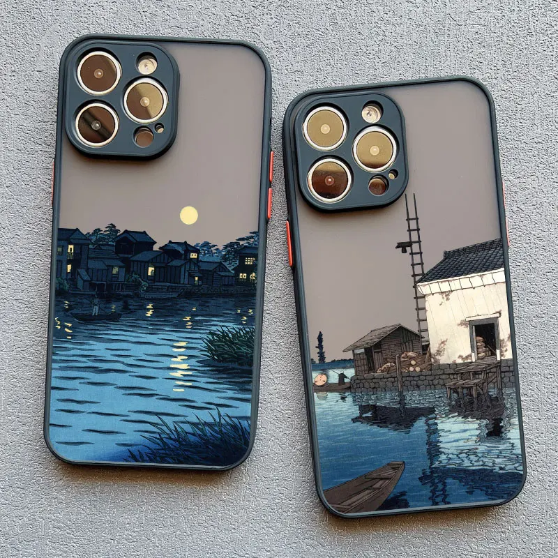 Landscape phone case For iPhone 17 16 15 14 11 12 13 Pro Max Mini 16 Plus XS X XR Japan Series Aestheticism Scenery Back Cover